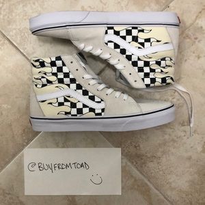 Vans Sk8-Hi Checkerboard Flame White Skate Shoes